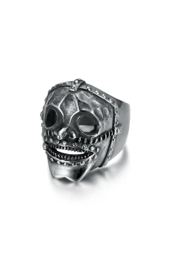 Fashionable Stainless Steel Men's Vintage Jason Hockey Biker Skull Ring for Men-13