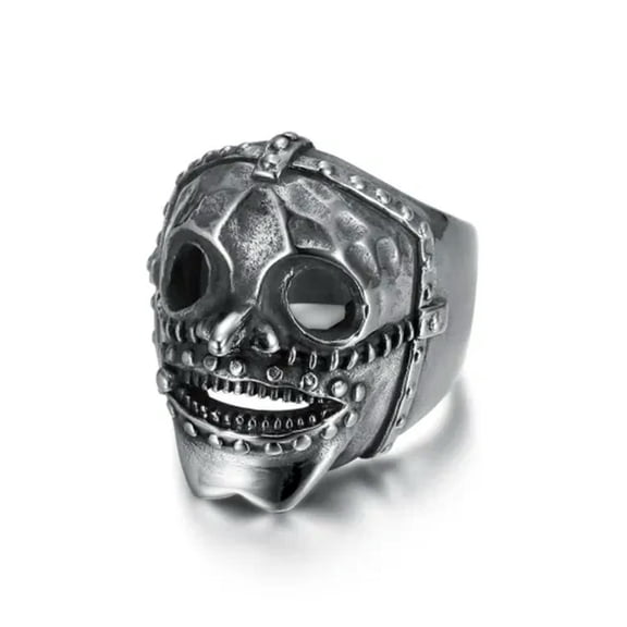 MATROOY Fashionable Stainless Steel Men's Vintage Jason Hockey Biker Skull Ring for Men-7
