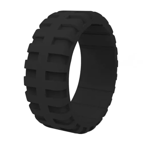 MATROOY Finger Ring Rubber Band Ring Silicone Rings Tire Pattern Wedding Men Breathable➳-black-10