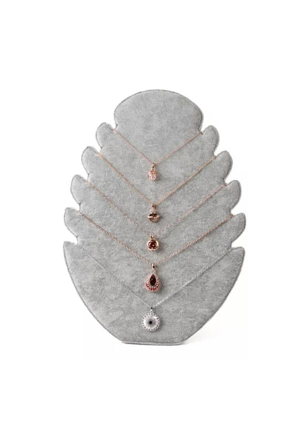 Flame Shape Necklace Jewelry Velvet Rack Pendant Chain Display Holder Stand> WY4-Grey