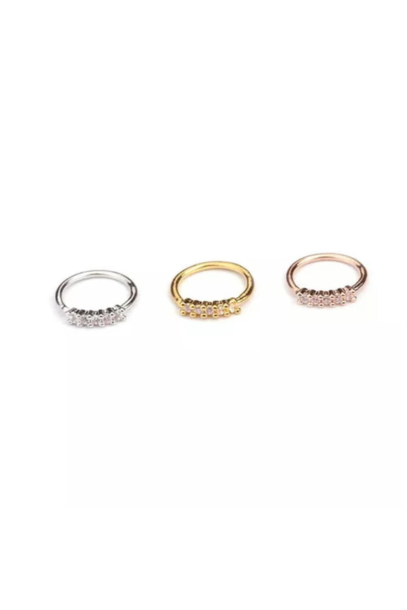 Floral Nose Ring Daith Piercing Cartilage Hoop Septum Rings Tragus Ear Jewelry C-gold-5 stones