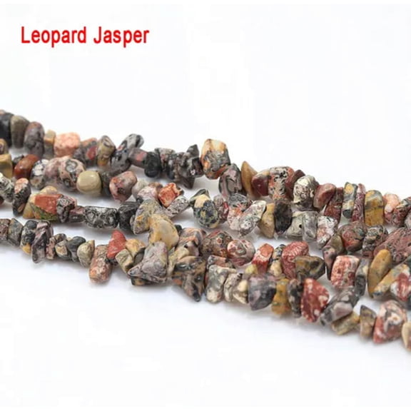 MATROOY Freeform Natural Gemstone Chips Beads For Jewelry Making 34" Bulk 5-8mm-Leopard Jasper