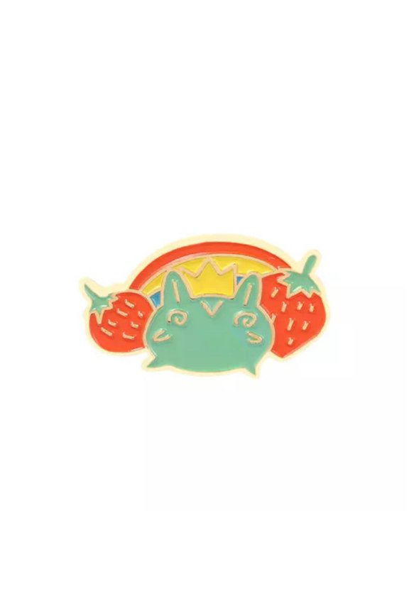 Frog Abstract Shark Brooches Cartoon Lapel Pin Corsage Enamel Badge Brooch !-Eating strawberry frog 9
