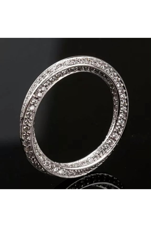Full Crystal Inlay 925 Silver Mobius Rings Women Wedding Ring Size 5-10-7