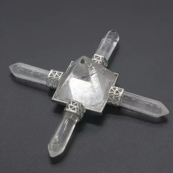 MATROOY Gemstone Pyramid Energy Generator 4 Point Spiritual Reiki Healing Crystal Chakra-Clear Quartz