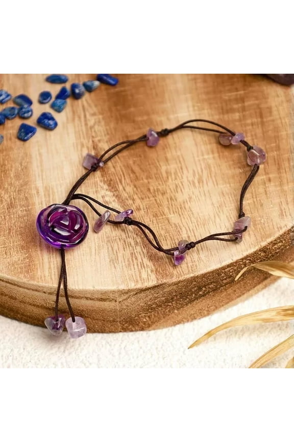 Genuine Amethyst Crystal Healing Protection Anxiety Relief Women Anklet Bracelet