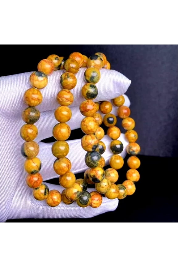 Genuine Bumblebee Jasper Crystal Balance 8MM Beads Healing Protection Bracelet