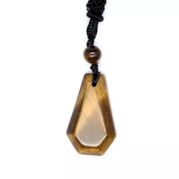 MATROOY Geometry Crystal Gemstone Necklace Natural Stone Pendant Healing Rope Chain-Tiger Eye