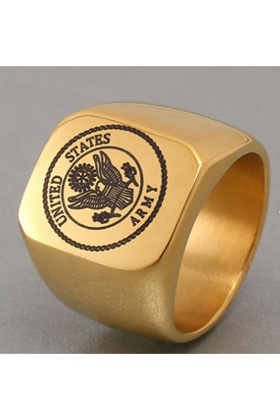 Gold USA Military Ring United States Marine Corps Us Army Men Signet Stainless-ARMY-9