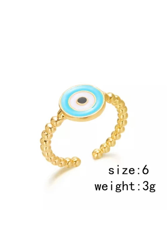 Good Luck Evil Eye Gold Plated Bulldog Dog Open Ring Adjustable Women Jewelry-#7