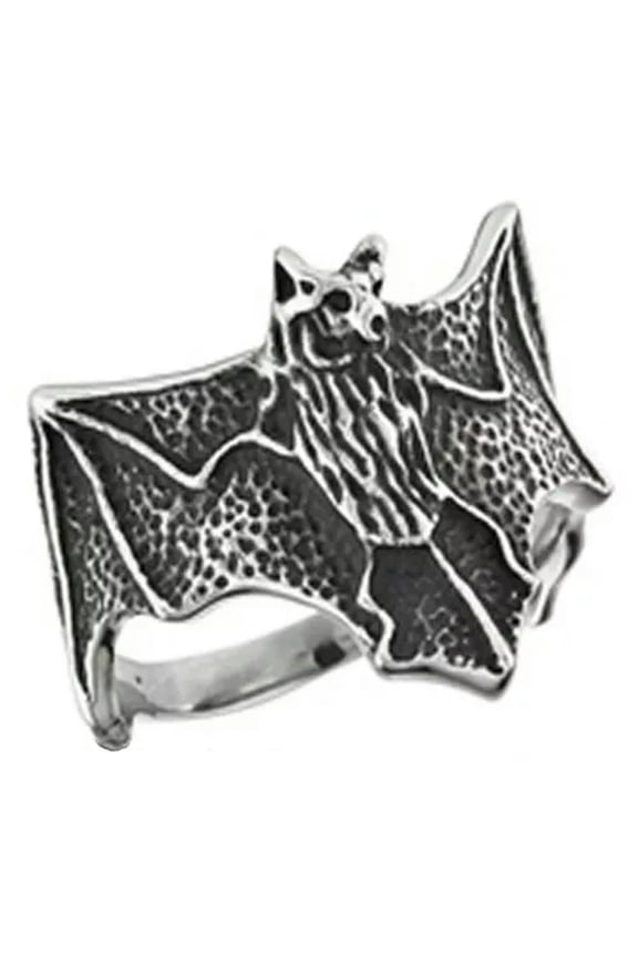 Gothic Bat Ring Mens Womens Silver Stainless Steel Vampire Dracula Cosplay Band-10