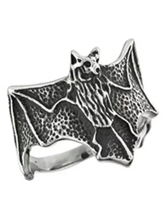 Gothic Bat Ring Mens Womens Silver Stainless Steel Vampire Dracula Cosplay Band-9