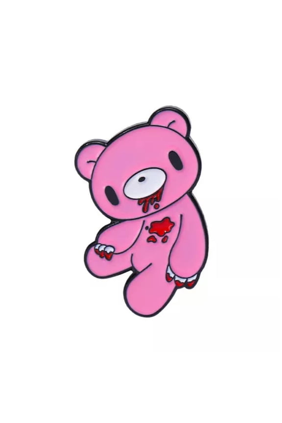 Gothic Pink Punk Brooch Enamel Skull Horror Heart Pink Mouth Brooch Lapel Pins-3