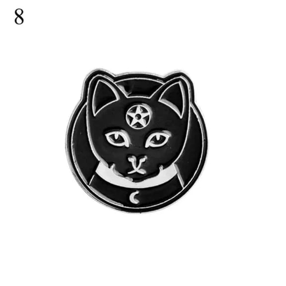 MATROOY Gothic Punk Brooch Pink Skull Halloween Backpack Badge Lapel Pins Flower Jewelry-Coffin Wizardry Circle-8