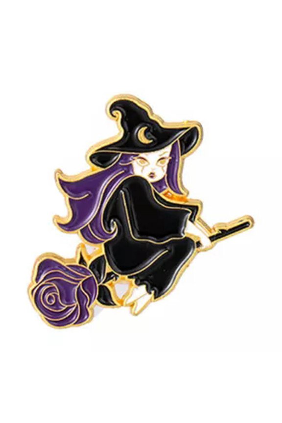 Gothic Punk Brooch Pink Skull Halloween Backpack Badge Lapel Pins Flower Jewelry-Magic World-1