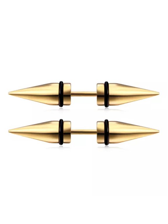 Gothic Rock Stainless Steel Men Women Double-Sided Spike Stud Earrings Piercings-Gold