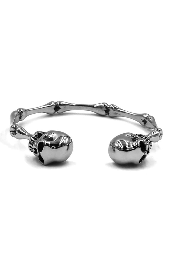 Gothic Skull Bones Bracelet Silver Stainless Steel Pirate Biker Cuff