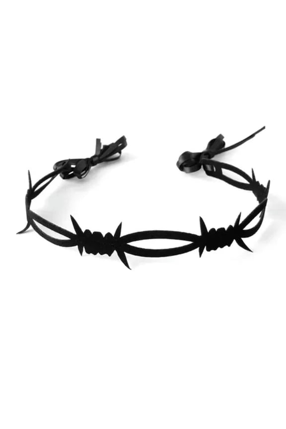 Gothic Velvet Tattoo Necklaces Black Velvet Choker Thorns Velvet Necklace Women-Black