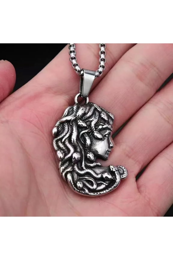 Greek Mythology Medusa Pendant Necklace Punk Retro Gothic Jewelry Chain 24" Gift