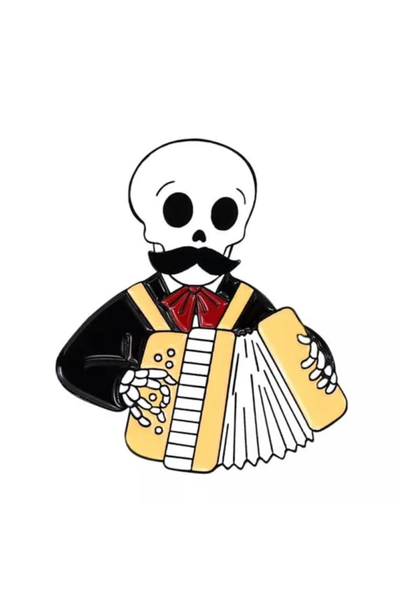 Halloween Punk Gothic Style Enamel Pin Lapel Collar Corsage Brooch Jewelry Gift.-Instrument Skeleton-3