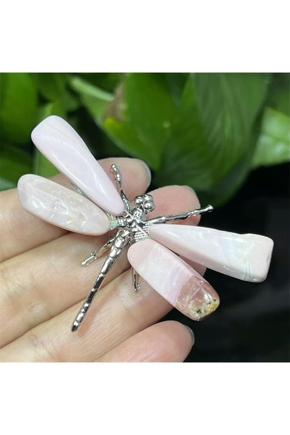 Hand DIY Natural Pink opal Dragonfly skull Quartz Crystal Skull Healing Gift 1PC
