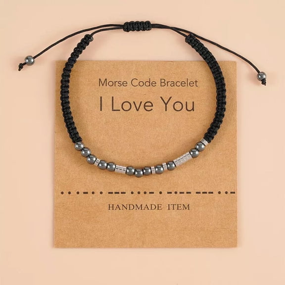 MATROOY Handmade Braid Beaded Bracelet Morse Code I Love You Gift For Men Women