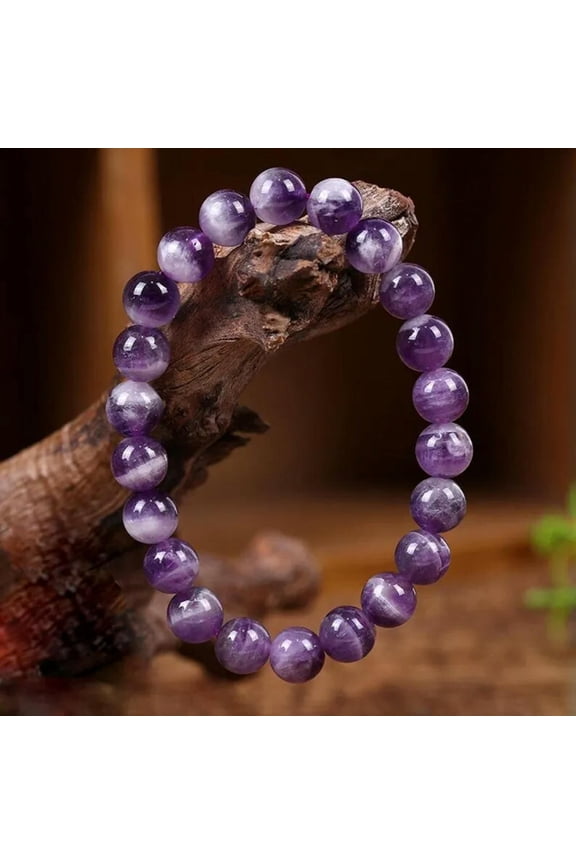 Handmade Natural Chrevon Amethyst Balance Round 10MM Bead Healing Reiki Bracelet
