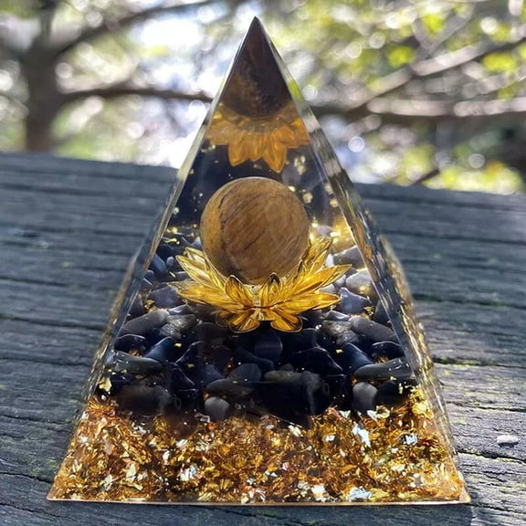 MATROOY Handmade Tiger Eye Crystal Sphere & Obsidian Quartz Orgone Pyramid Reiki Energy