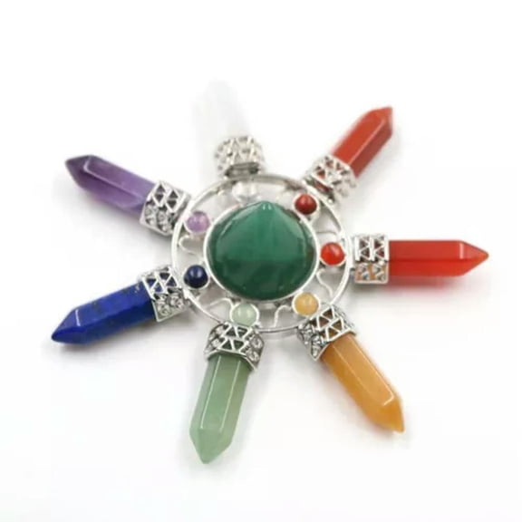 MATROOY Healing Crystal Point Pyramid Energy Generator 7 Chakra Stones Reiki Gemstone-Aventurine