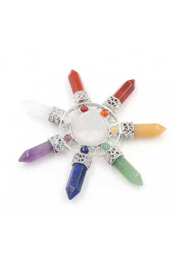 Healing Crystal Point Pyramid Energy Generator 7 Chakra Stones Reiki Gemstone-Clear Quartz