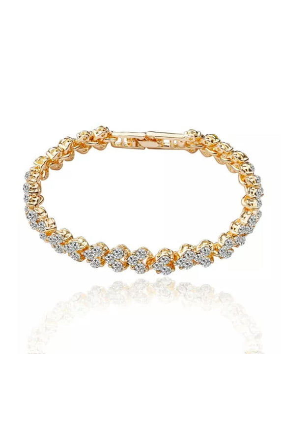 Heart Rhinestone Crystal Chain Bracelet Women Charm Infinity Cuff Bangle wI YK-Gold