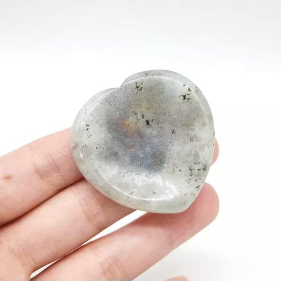 MATROOY Heart Thumb Worry Stone Pocket Palm Healing Crystal Chakra Reiki Meditation-Labradorite