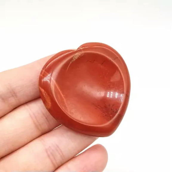 MATROOY Heart Thumb Worry Stone Pocket Palm Healing Crystal Chakra Reiki Meditation-Red Stone