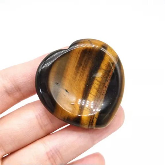 MATROOY Heart Thumb Worry Stone Pocket Palm Healing Crystal Chakra Reiki Meditation-Tiger's Eye