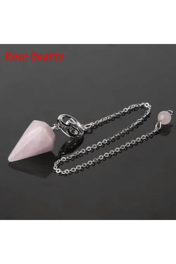 Hexagon Pyramid Stone Healing Crystal Amulet Reiki Pendulum Yoga Rune Pendant-Rose Quartz