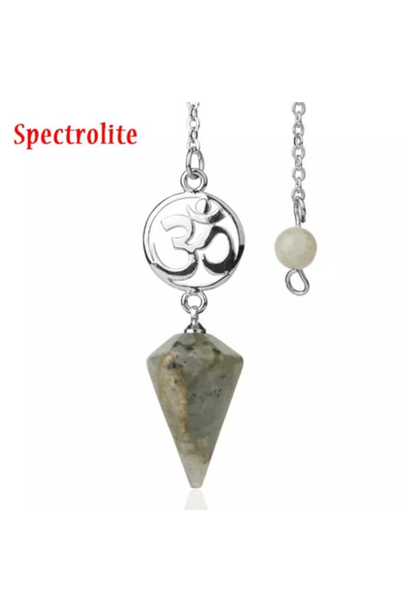 Hexagon Pyramid Stone Healing Crystal Amulet Reiki Pendulum Yoga Rune Pendant-Spectrolite