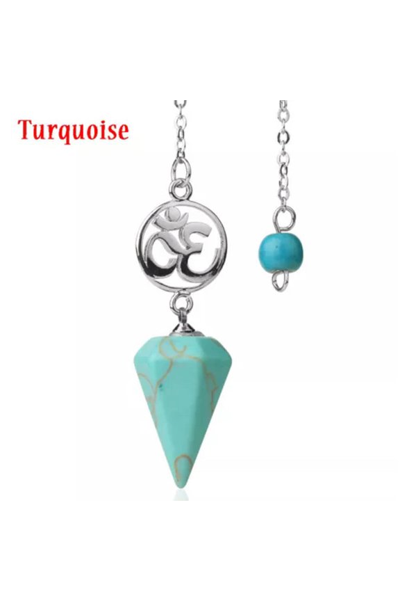 Hexagon Pyramid Stone Healing Crystal Amulet Reiki Pendulum Yoga Rune Pendant-Turquoise