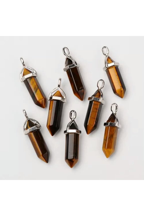 Hexagonal Chakra Pendant Bullet Crystal Pendant Gemstone Quartz Stone-15X Tiger Eye