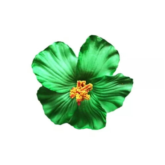 MATROOY Hibiscus Foam Artificial Flower Hair Clip Luau Cruise Tropical Wedding Headwear-Green-1PC