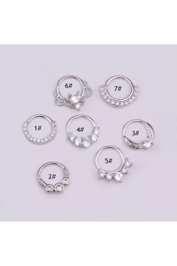 Hinged Nose Ring Hoop Lip Rings Cartilage Earrings Punk Body Pierecing Jewelry ➳-silver-1