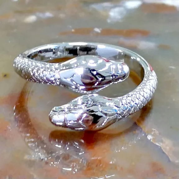 MATROOY Hip Hop Double Head Snake Open Rings for Men Women Daily Wear Adjustable Size-1#