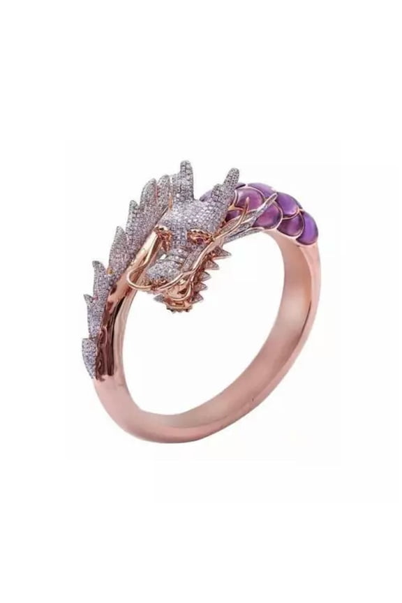 Hip Hop Dragon Rings Punk Animal Jewelry for Men Boyfriend Daily Wear Gift-02# Rose Gold-7