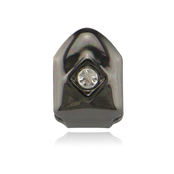 MATROOY Hip Hop Grills Full ICED AAA+ CZ RAP Single Teeth Grillz 18K Gold Silver Plated-black-2
