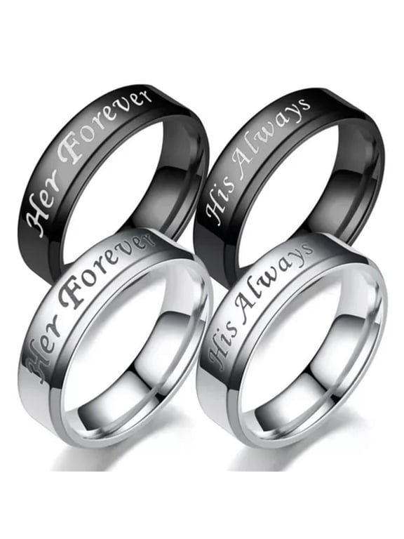 His Alway/Her Forever Stainless Steel Lover Couple Ring Engagement Promise Band/-man-silver-6