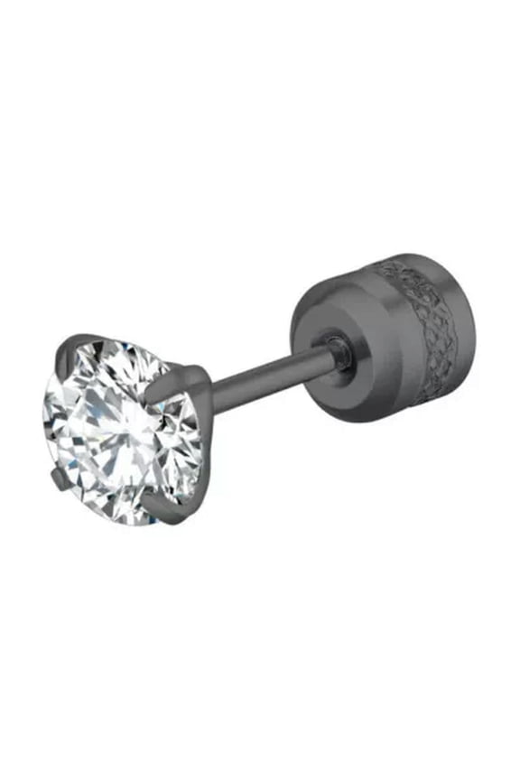 Hot Round Zircon Double-sided Ear Stud Piercing Earring Crystal Ball Ear Jewelry-black-3mm