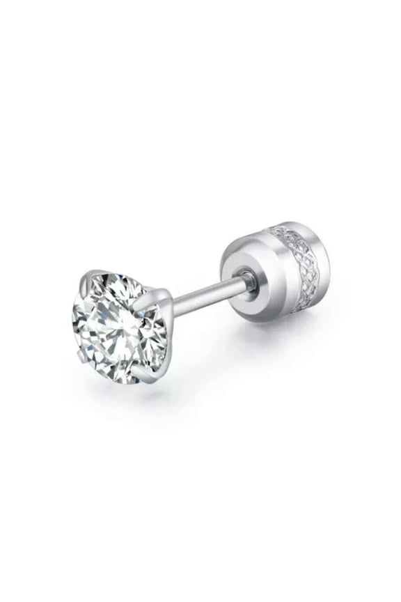 Hot Round Zircon Double-sided Ear Stud Piercing Earring Crystal Ball Ear Jewelry-silver-3mm