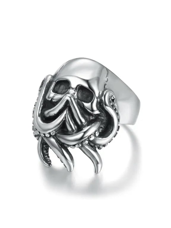 Huge Heavy Punk Gothic Band Ring Predator Head Octopus Skull Ring For Men 7-13-7