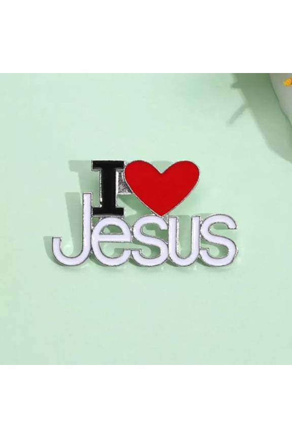 I Love Jesus Enamel Pins Custom Phrase With Heart Brooches