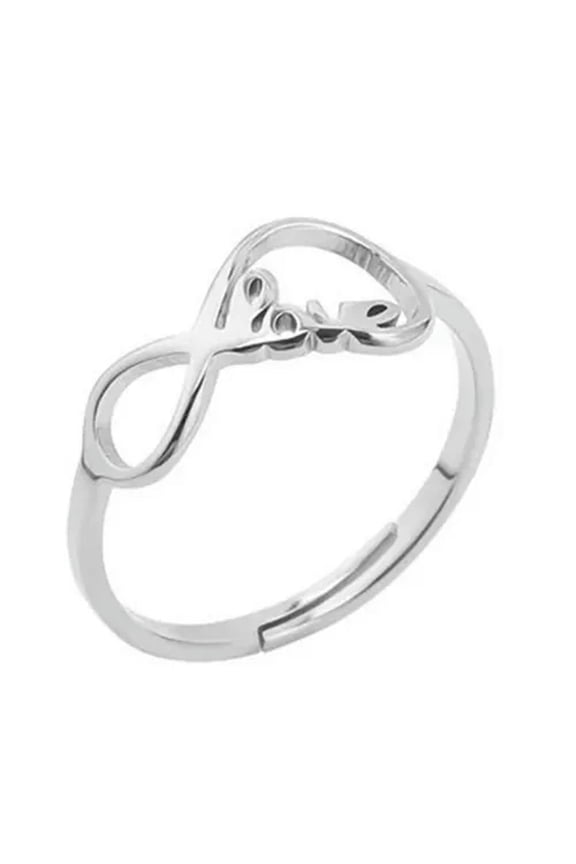 Infinite Love Ring Silver Stainless Steel Infinity Anniversary Promise Band-7.5