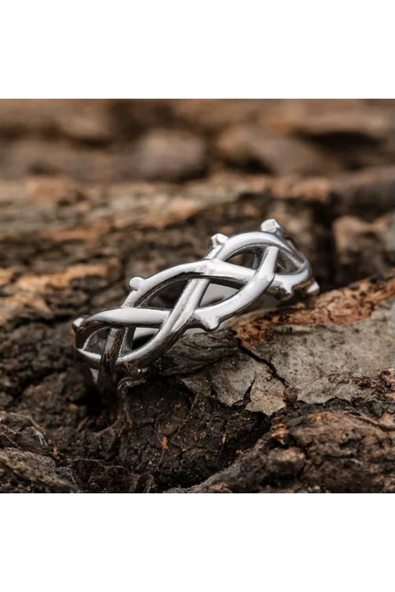 Jesus Crown Of Thorn Filigre Ring Luxury Gold Plated Barbed Wire Stainless Steel-7